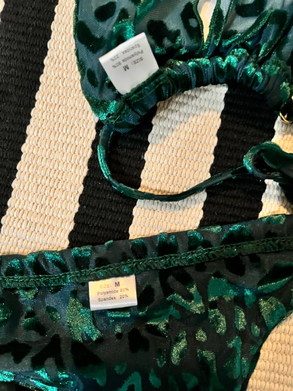 Green Leopard Print String Bikini Top & Bottom Set - Picture 6 of 6